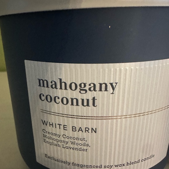 White Barn Mahogany Coconut Candle in Navy and White - Picture 2 of 5